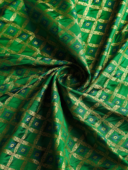 Green Color Patola Silk Saree With Zari Weaving Work