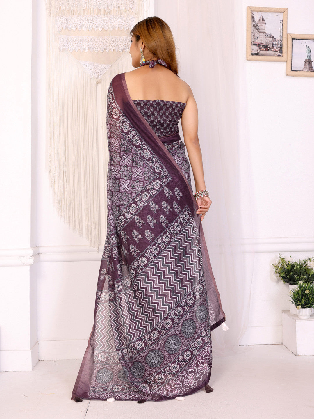 Multi Colour Chanderi Cotton Saree With Digital Printed Work