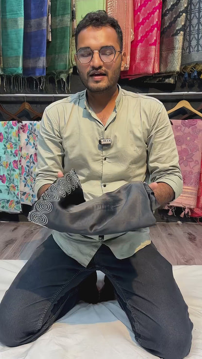 Party Wear Morpeach Satin Silk Fancy Saree With Siroski Work