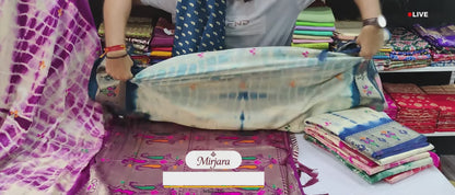 Navy Blue Color Dola Silk Saree With Shibori Print & Zari Weaving Work