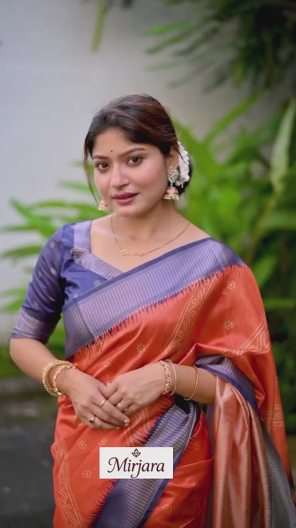 Golden Yellow Color Tussar Silk Saree With Digital Printed Work