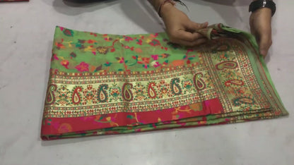 Baby Pink Color Banarasi Silk Saree With Zari Weaving Work