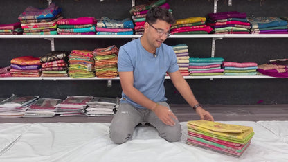 Baby Pink Banarasi Cotton Silk Saree With Zari Woven Work