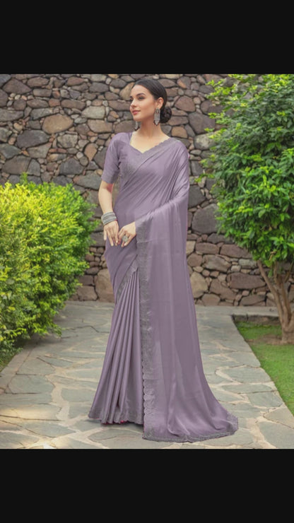 Black Rangoli Silk Saree With Beautiful Siroski Work