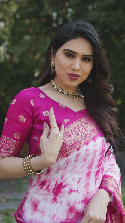 Green Color Dola Silk Saree With Shibori Printed Work