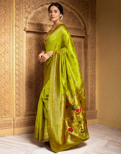 Paithani Silk Saree With Zari Weaving Work
