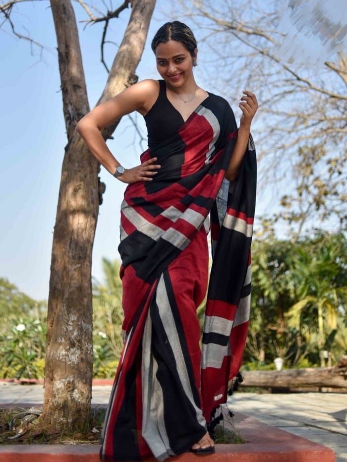 Multi Color Office Wear Khadi Cotton Saree