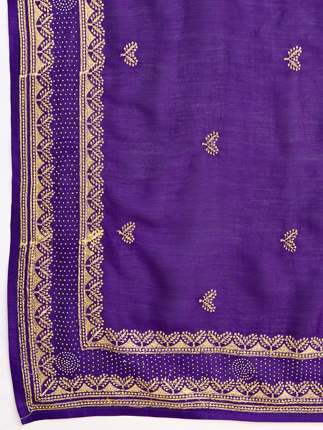 Fancy Purple Soft Vichitra Silk Saree With Embroidery Work