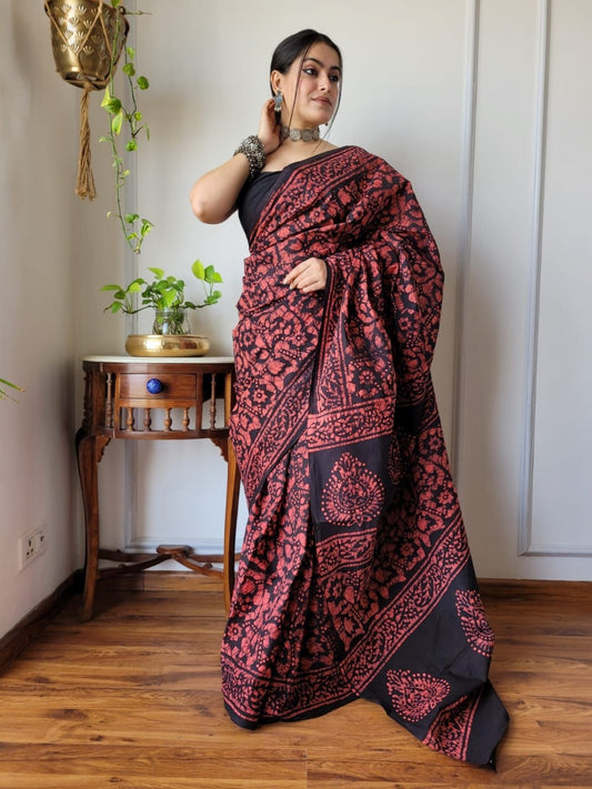 Multi Soft Linen Cotton Saree With Digital Printed Work