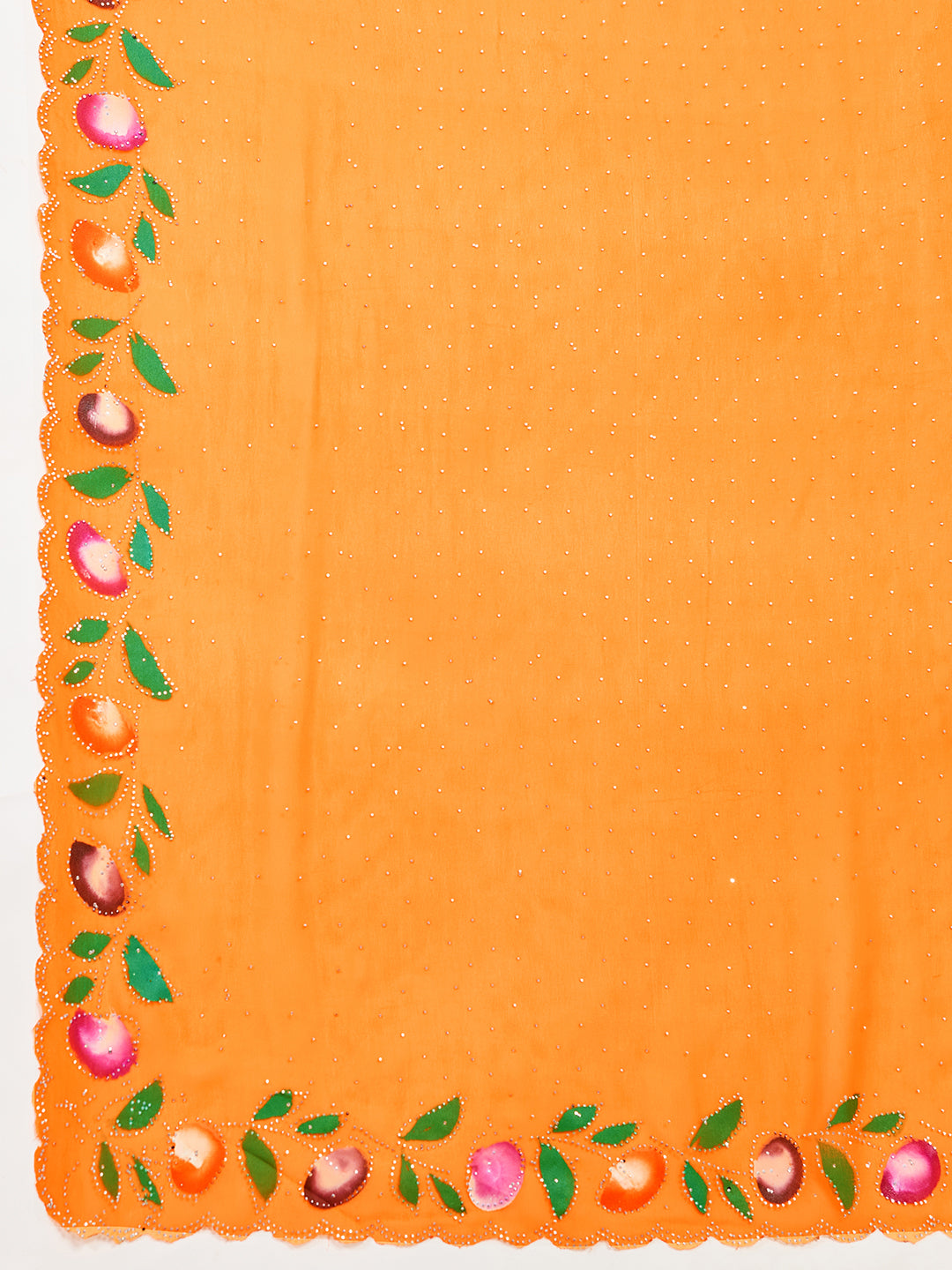 Yellow Color Georgette Saree With Brush Print And Siroski Work