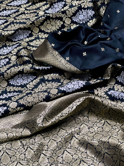 Black Premium Banarasi Katan Silk Saree With Zari Weaving Work