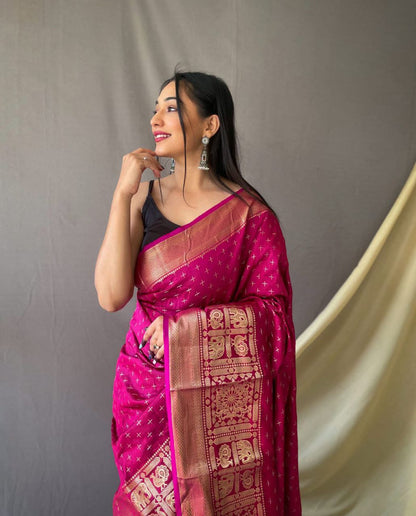 Banarasi Silk Saree With Zari Weaving Work