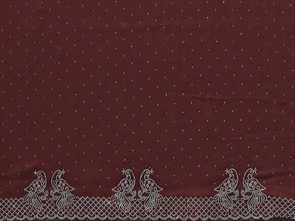 Fancy Coffee Rangoli Silk Saree With Diamond Work