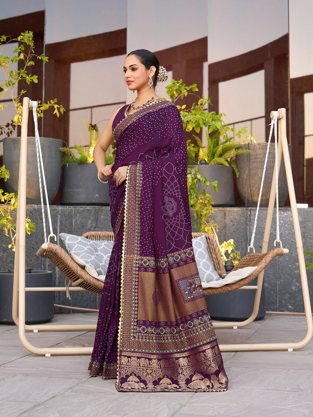 Wine Stylist Soft Cotton Saree With Unique Table Printed & Lace Border