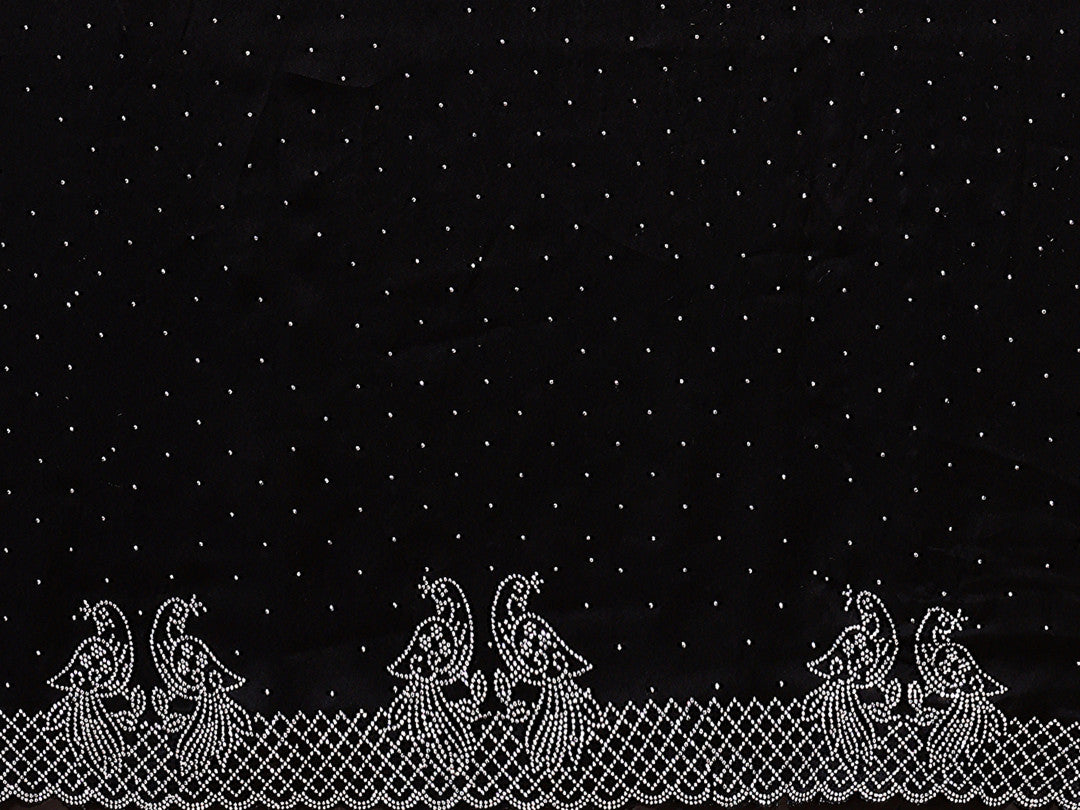 Fancy Black Rangoli Silk Saree With Diamond Work