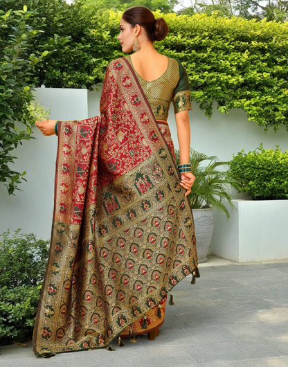 Paithani Silk Saree With Zari Weaving Work