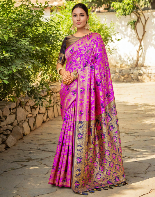 Paithani Silk Saree With Zari Weaving Work