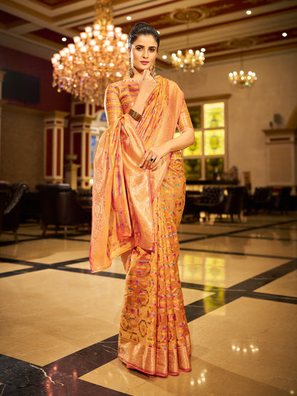 Soft Organza Silk Saree With Zari Weaving Work