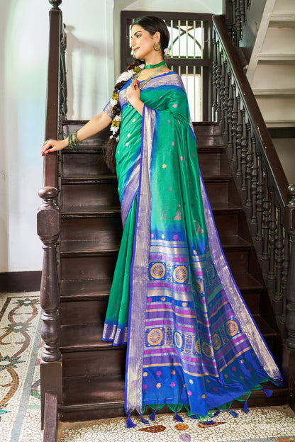 Handloom Raw Silk Saree With Zari Weaving Work