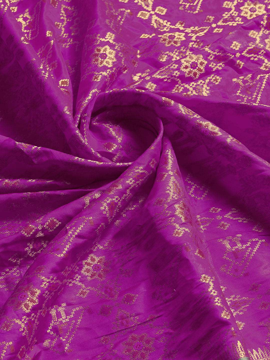 Purple Color Patola Silk Saree With Zari Weaving Work