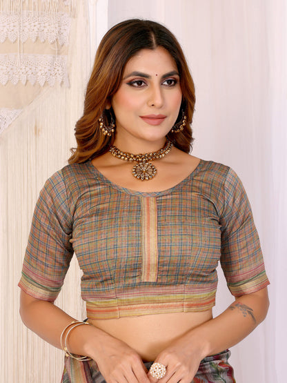 Multi Colour Chanderi Cotton Saree With Digital Printed Work