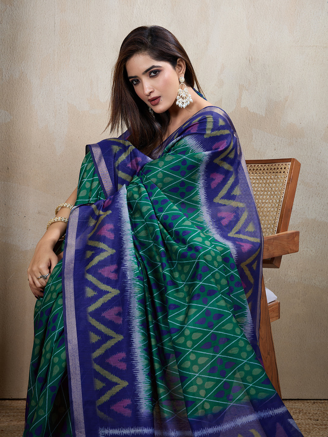 Multi Colour Chanderi Cotton Saree With Digital Printed Work