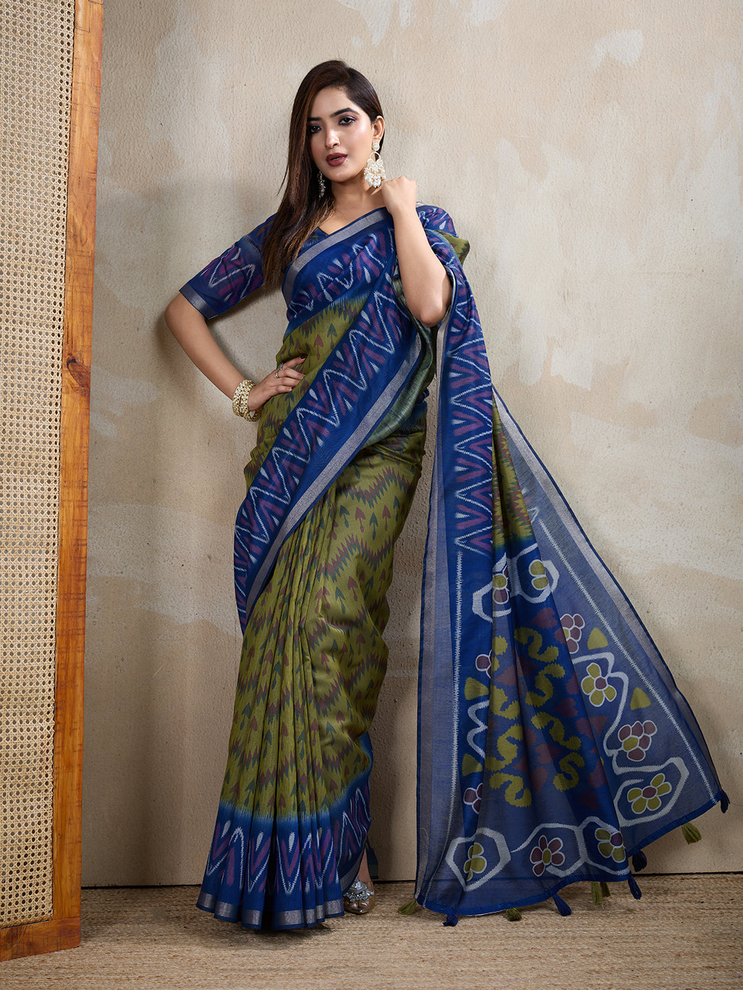 Multi Colour Chanderi Cotton Saree With Digital Printed Work