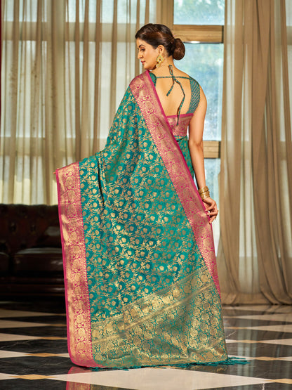 Soft Banarasi Silk Saree With Zari Weaving Work