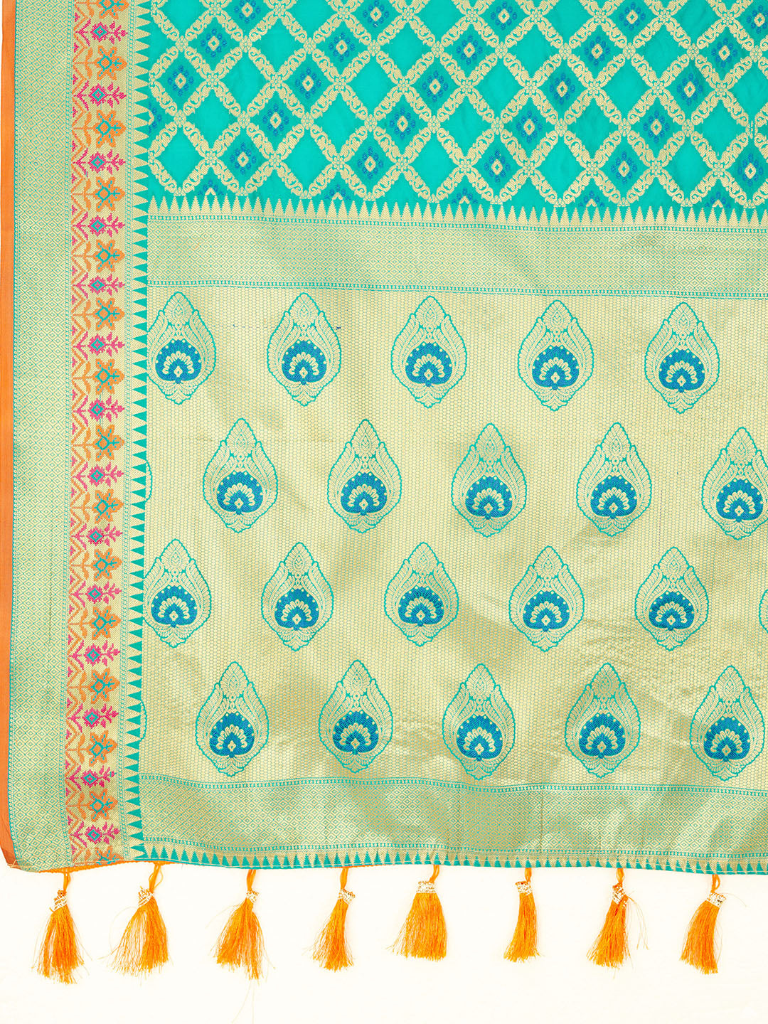 Rama Green Color Patola Silk Saree With Zari Weaving Work
