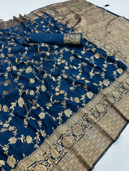 Firoji Luxurious Viscose Khaddi Georgette Banarasi Saree With Zari Weaving Work