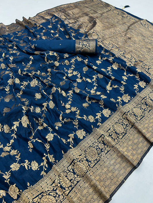 Firoji Luxurious Viscose Khaddi Georgette Banarasi Saree With Zari Weaving Work