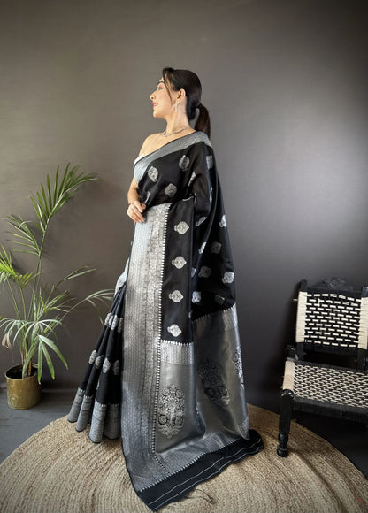 Traditional Banarasi Silk Saree With Zari Weaving Work