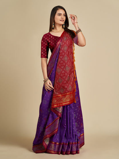 Magenta Color Patola Silk Saree With Weaving Work