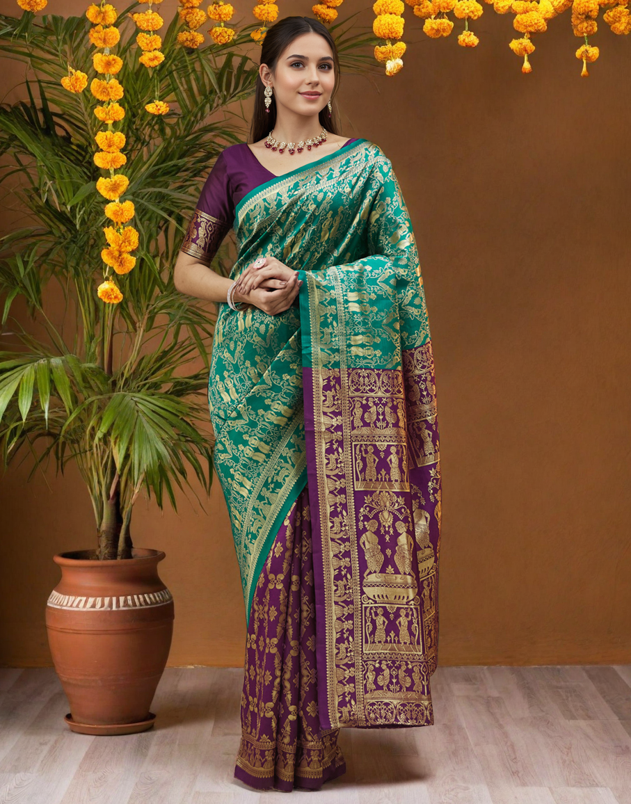 Paithani Silk Saree With Zari Weaving Work