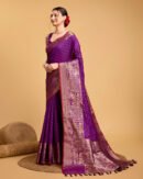 Purple Color Banarasi Silk Saree With Zari Weaving Work