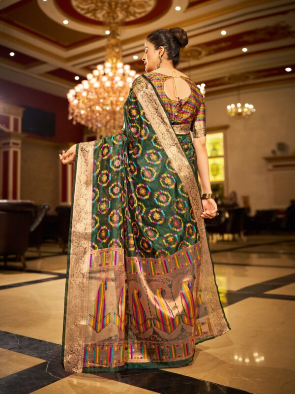 Green Soft Organza Silk Saree With Zari Weaving Work - Image 4