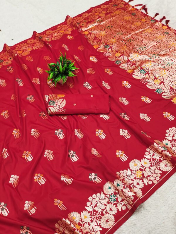 Red Premium Banarasi Silk Saree With Meenakari Zari Weaving Work