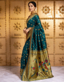 Teal Green Paithani Silk Saree With Zari Weaving Work