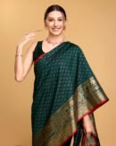 Bottle Green Color Banarasi Silk Saree With Zari Weaving Work