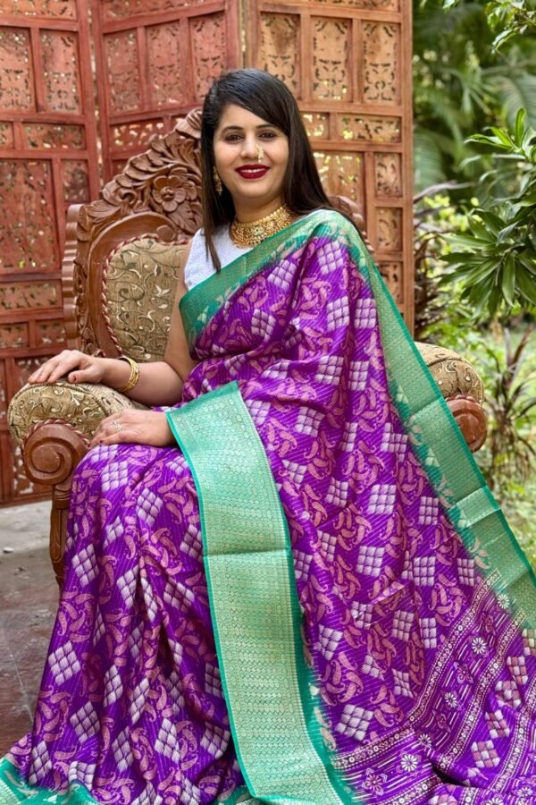 Purple New Design Digital Printed Soft Cotton Saree