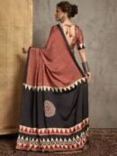 Brown Fancy Ajrakh Printed Crepe Silk Saree
