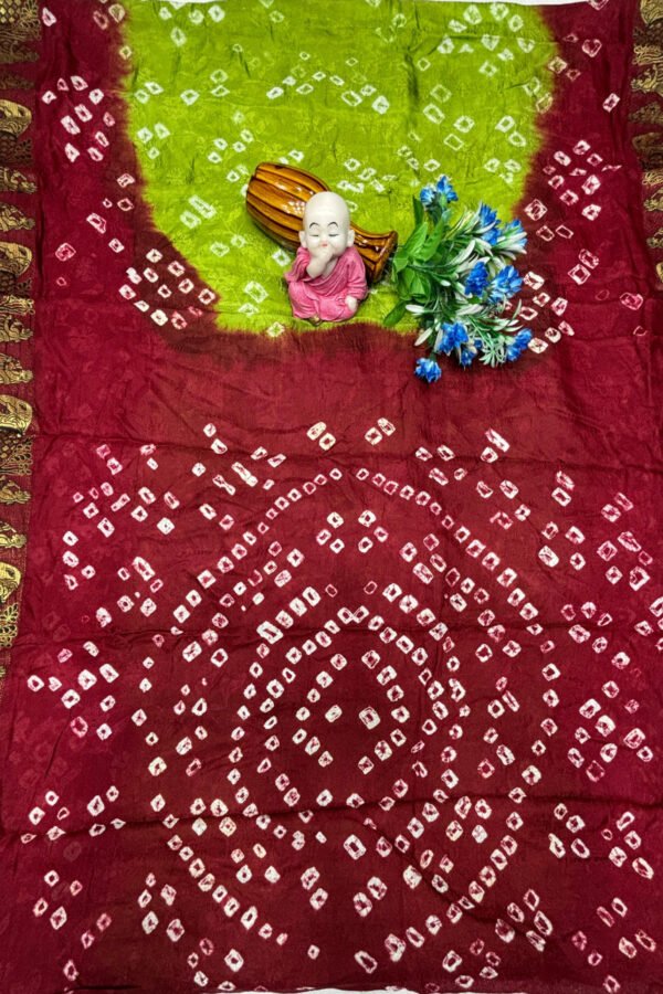 Multi Hand Bandhej Bandhani Saree With Zari Border