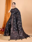 Black Traditional Banarasi Silk Saree With Zari Weaving Work
