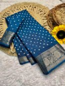 Firoji Dola Silk Bandhej Saree With Zari Border