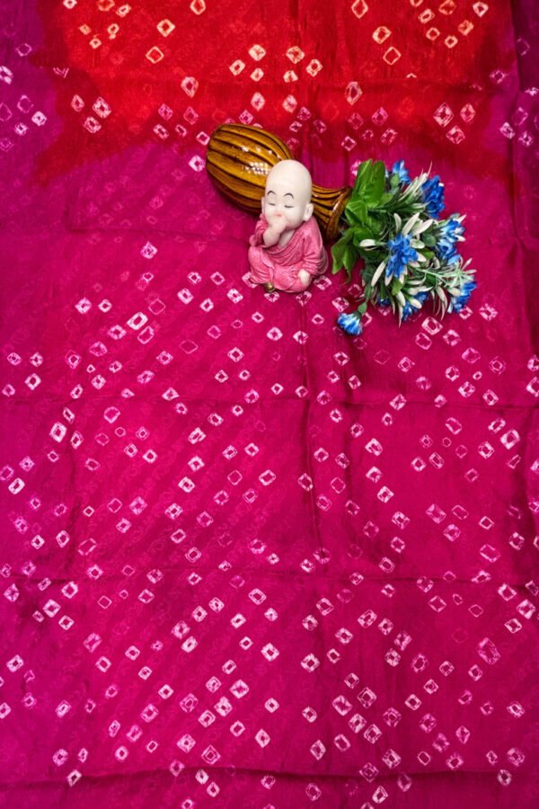 Multi Hand Bandhej Bandhani Saree With Zari Border
