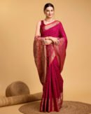 Magenta Color Banarasi Silk Saree With Zari Weaving Work