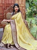 Yellow New Design Digital Printed Soft Dola Silk Saree