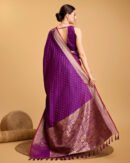 Purple Color Banarasi Silk Saree With Zari Weaving Work