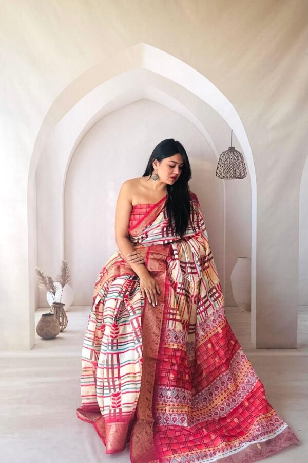 Multi Soft Dola Silk Saree With Digital Printed Work