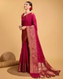 Magenta Color Banarasi Silk Saree With Zari Weaving Work